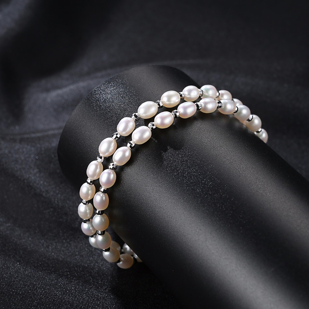 Pearl Double Layer Sterling Silver Bracelet
