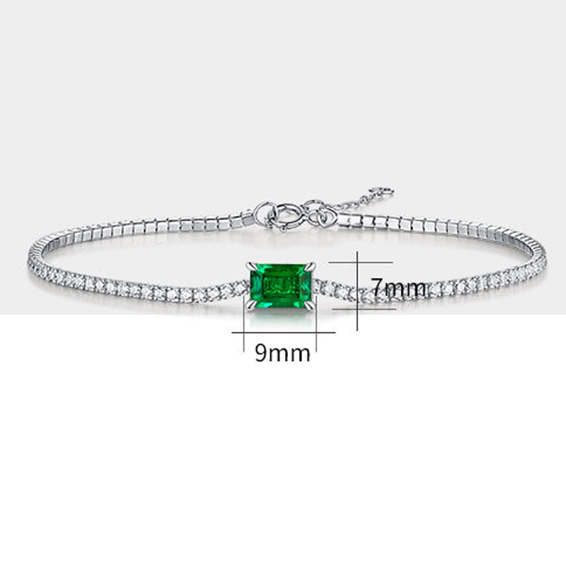 1 Ct Emeralds Green Vine Sterling Silver Bracelet