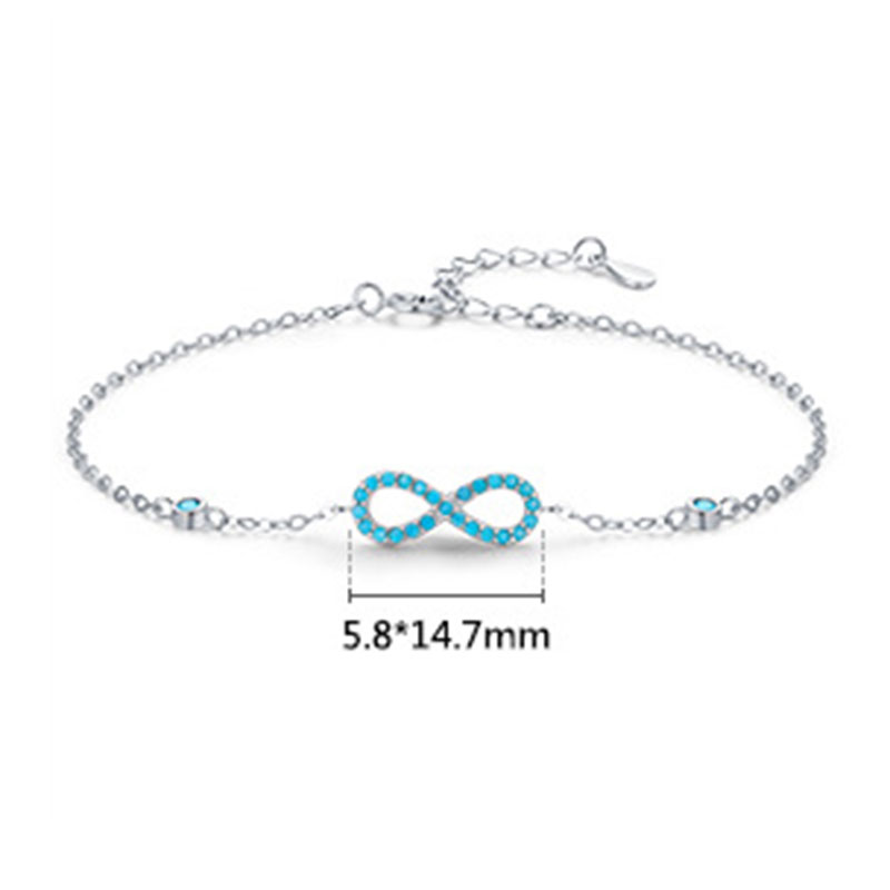 Rhodium Plated Unlimited Love Symbol Turquoise Sterling Silver Bracelet