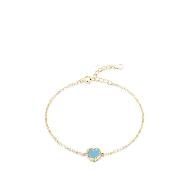 14K Gold Plated Heart Turquoise Sterling Silver Bracelet
