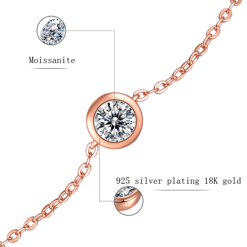 .5 Ct Moissanite Diamond 18K Gold  Plated Sterling Silver Bracelet