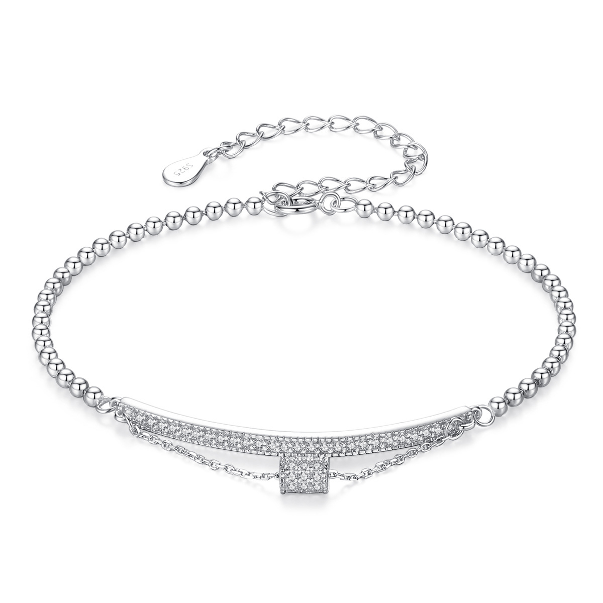 Single Diamond 3a Cz Sterling Silver Bracelet