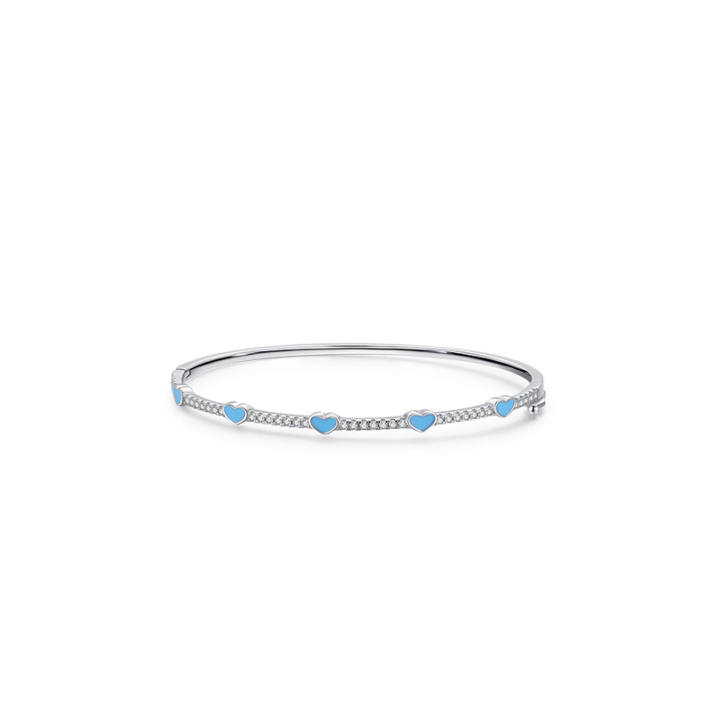 5a Cz Love Blue Sterling Silver Bracelet