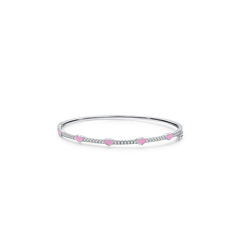 5a Cz Love Pink Sterling Silver Bracelet