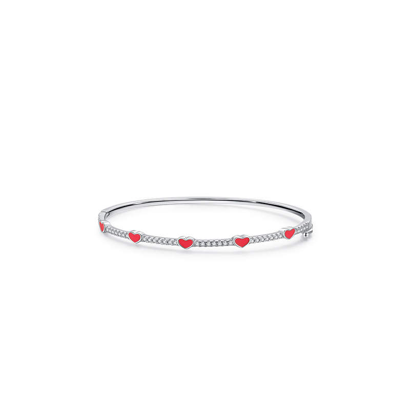 5a Cz Love Red Sterling Silver Bracelet
