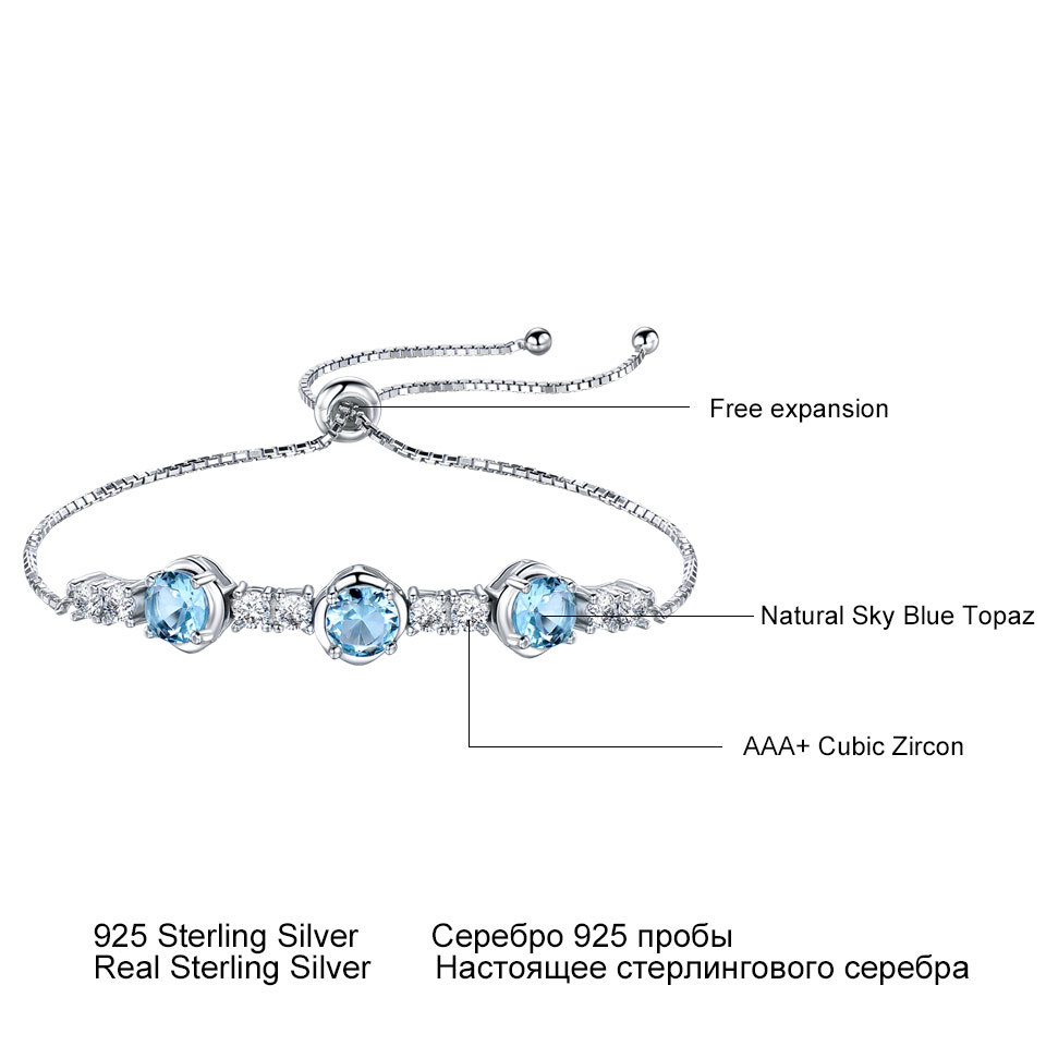 3A Cz Nano Tanzanite Sky Blue Topaz Stone Sterling Silver Bracelet
