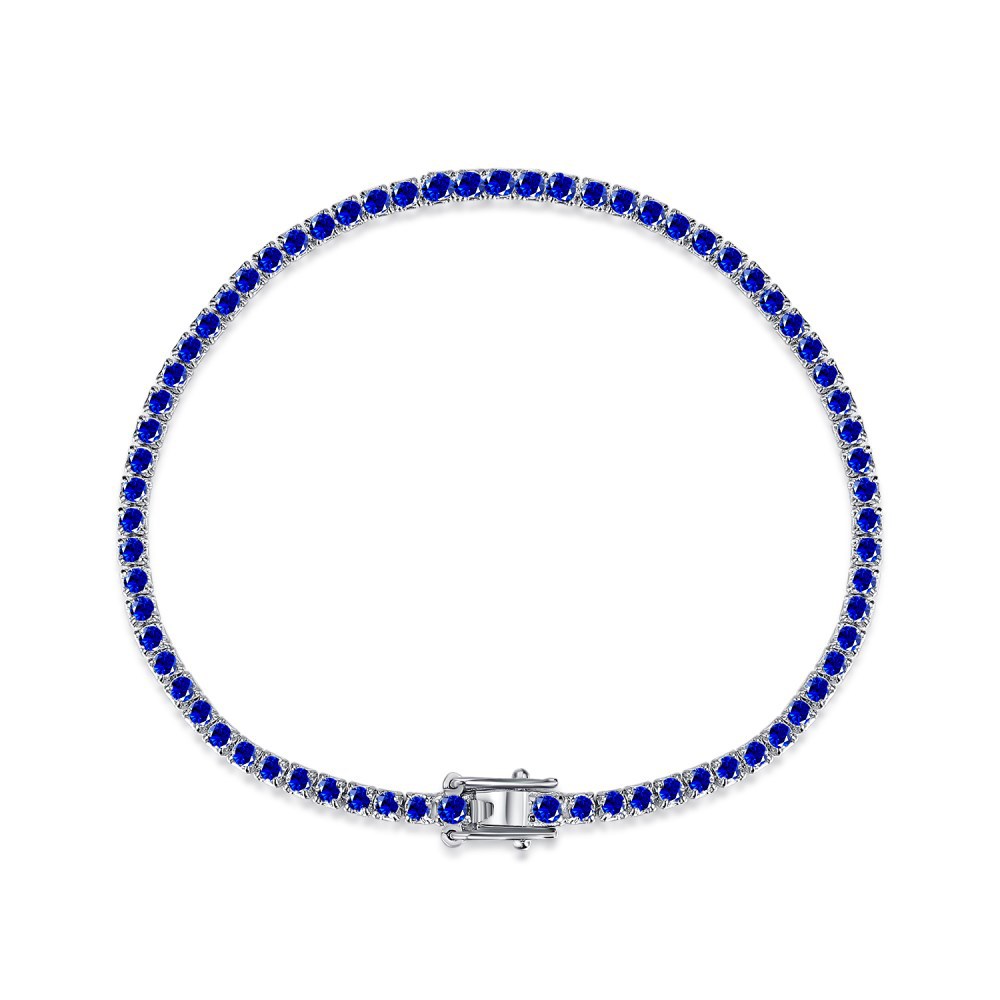 Cz Blue Sterling Silver Bracelet
