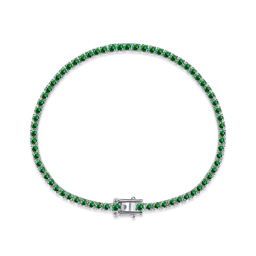 Cz Green Sterling Silver Bracelet