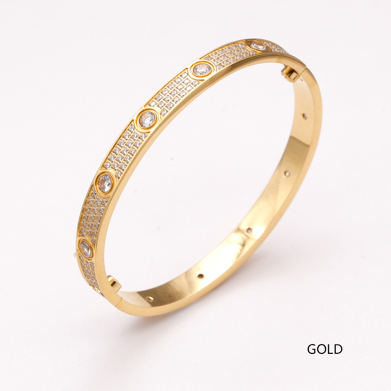 Cz Gold Plated Titanium Steel Bracelet