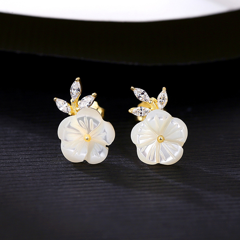 CZ Flower Sterling Silver Earrings