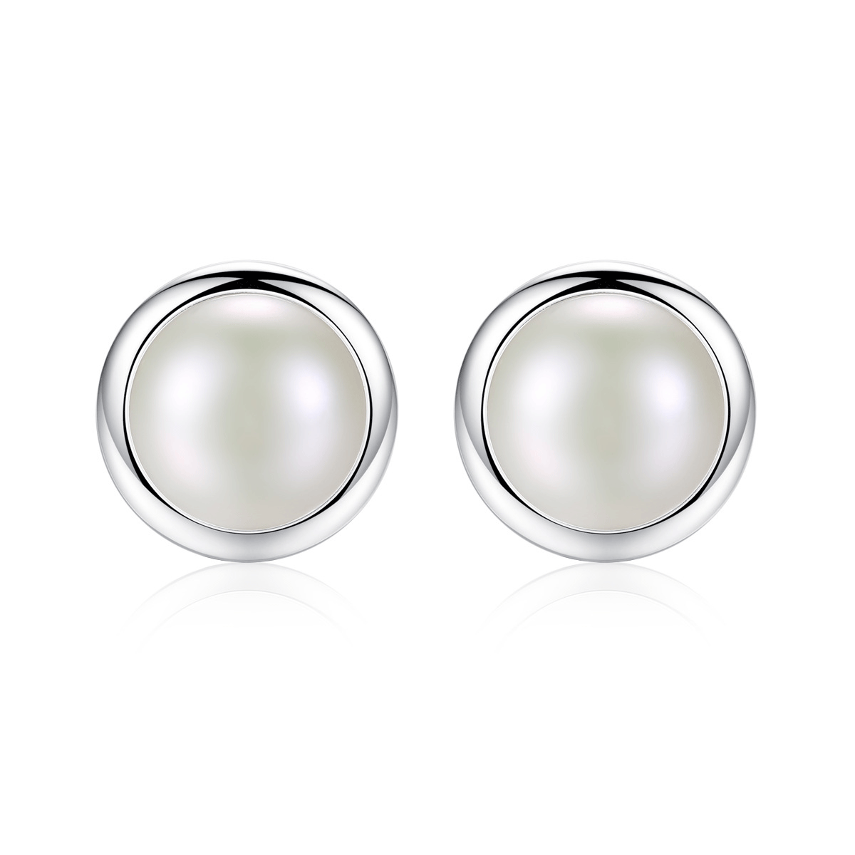Inlaid Freshwater Pearl Sterling Silver Earring