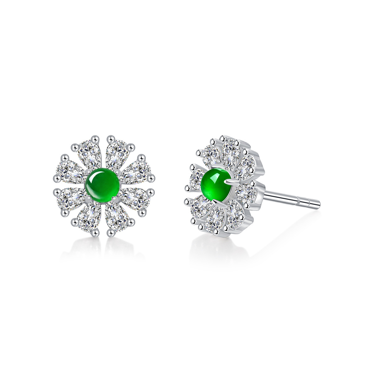 Jade Snowflake Sterling Silver Earrings