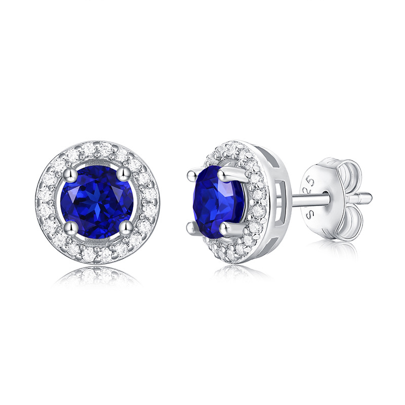 1 Ct Sapphire Sterling Silver Earrings