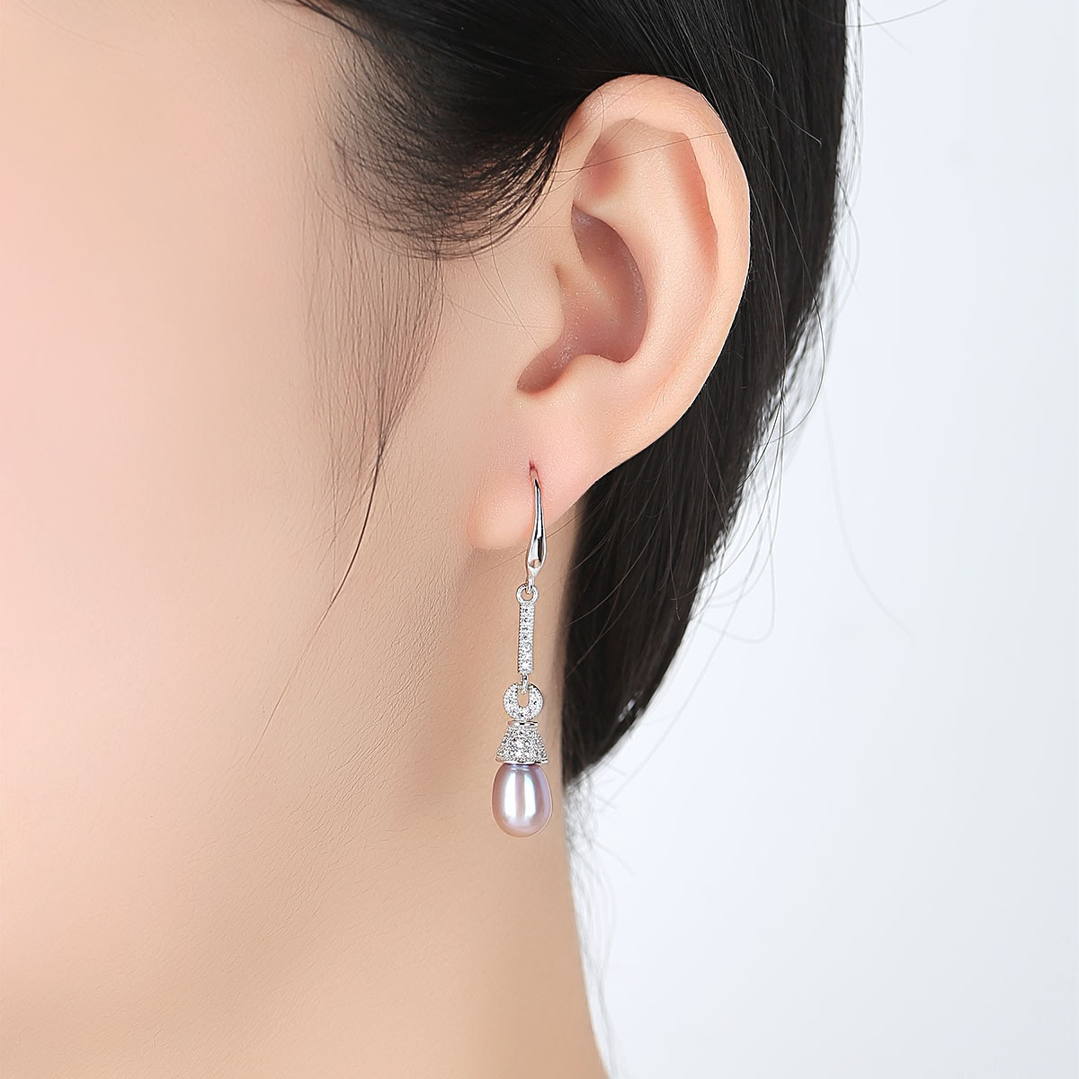Freshwater Pearl Rice Beads Sterling Silver Earrings