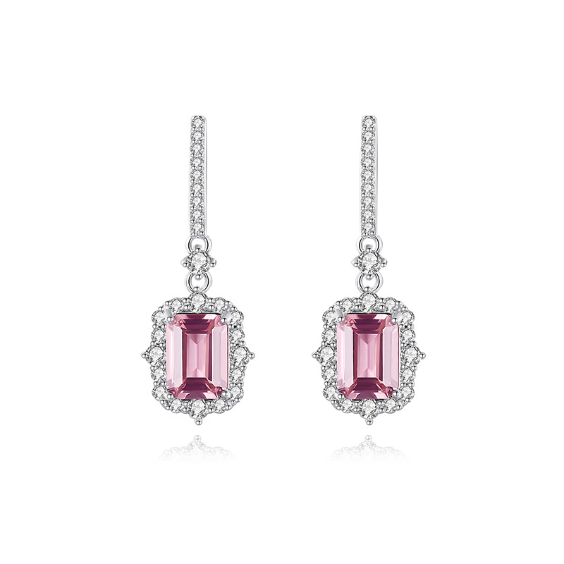 Pink Gemstone Sterling Silver Earrings