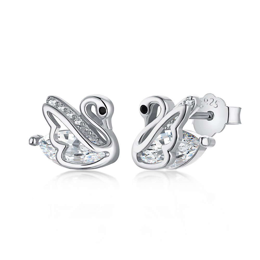 Swan High Carbon Diamond Sterling Silver Earrings