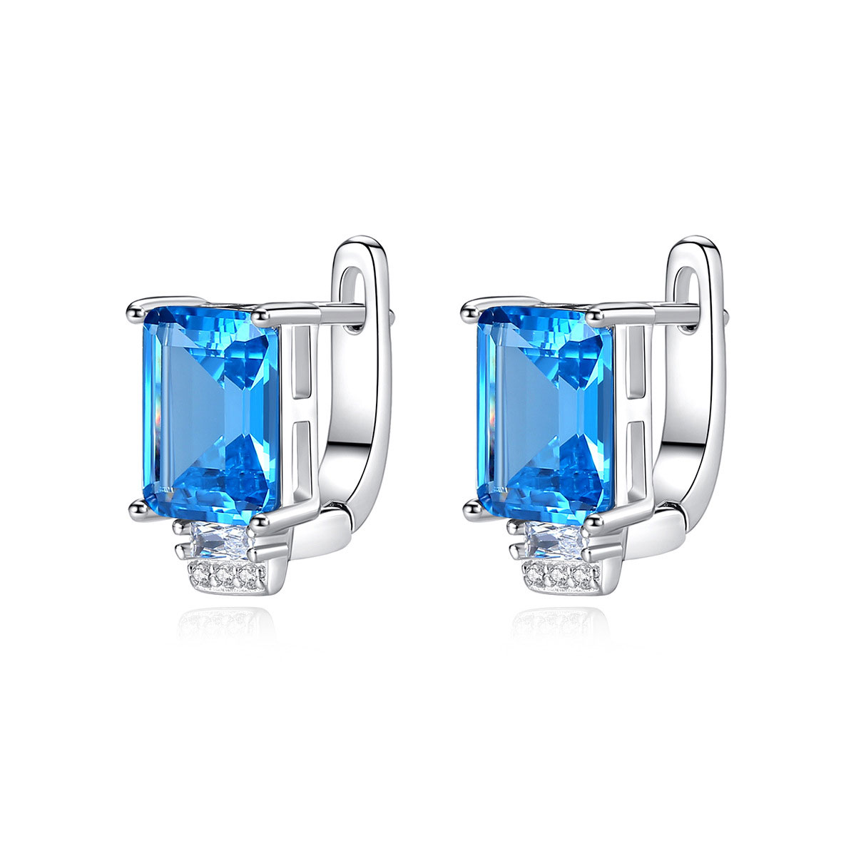 Blue Synthetic Gemstone Sterling Silver Earrings
