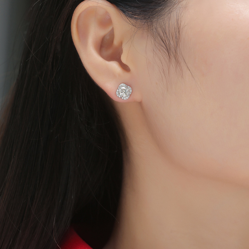 .5Ct Moissanite Diamond Snowflakes Sterling Silver Stud Earrings