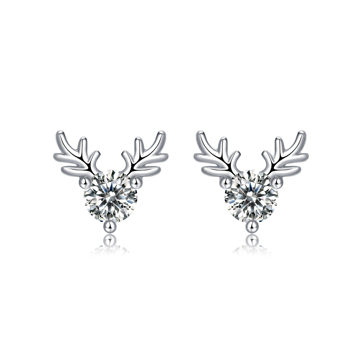 .3Ct Moissanite Deer Head Sterling Silver Earrings