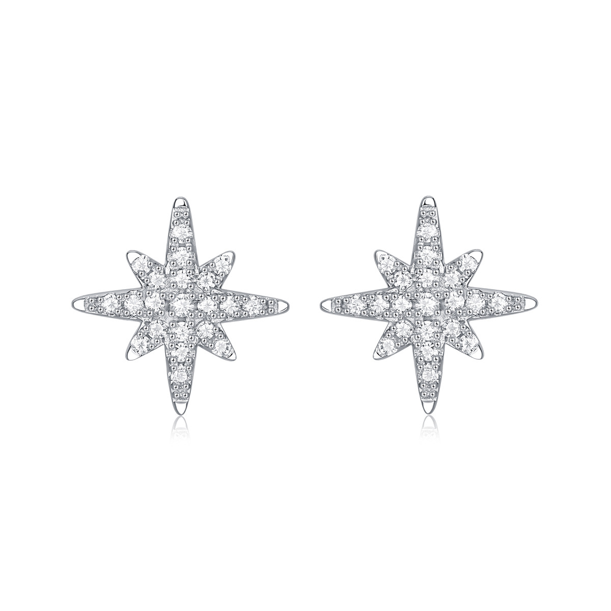 .172Ct Moissanite Snowlakes Meteor Sterling Silver Earrings