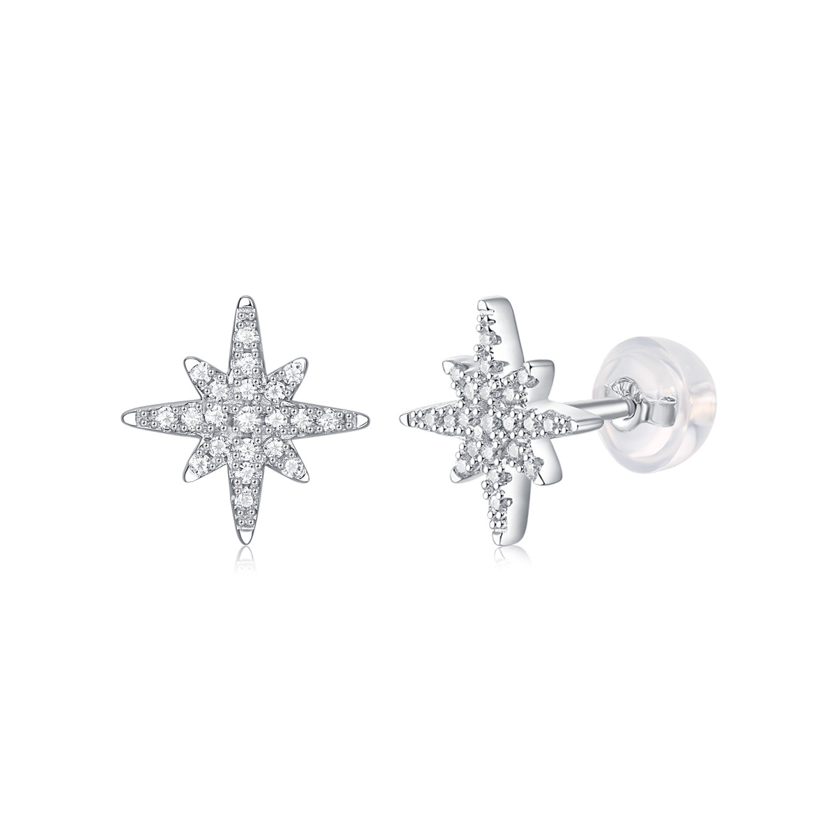 .172Ct Moissanite Snowlakes Meteor Sterling Silver Earrings