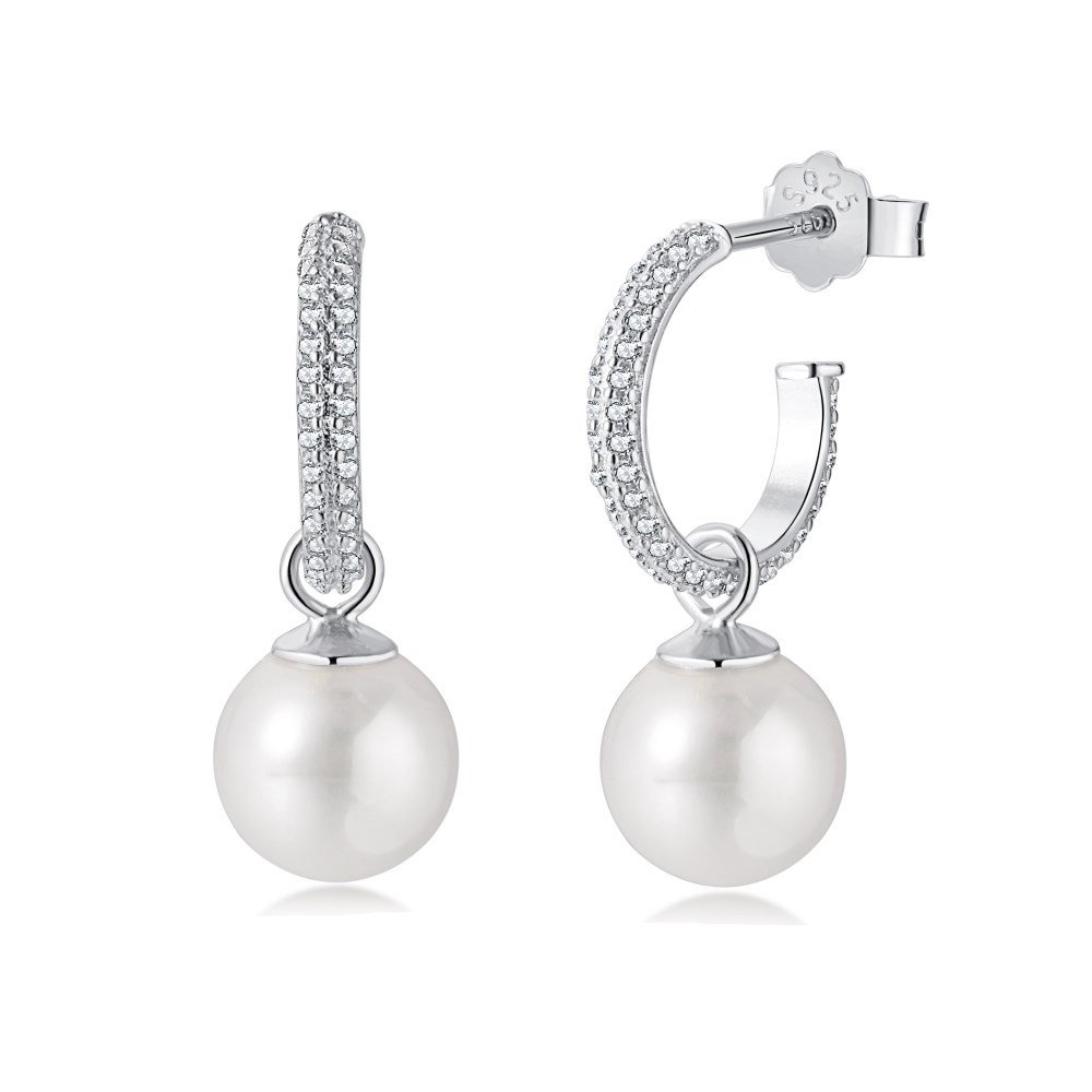 Moissanite Diamond Pearl Streling Silver Stud Earrings