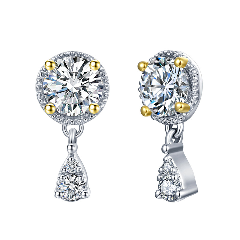1Ct Moissanite Diamond Electroplated 18K Gold Sterling Silver Earrings