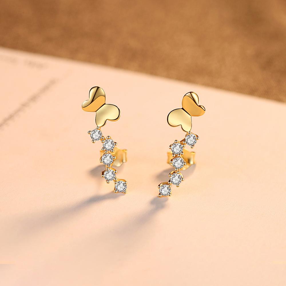 Cz With Sapphire Diamond Stud Sterling Silver Earrings