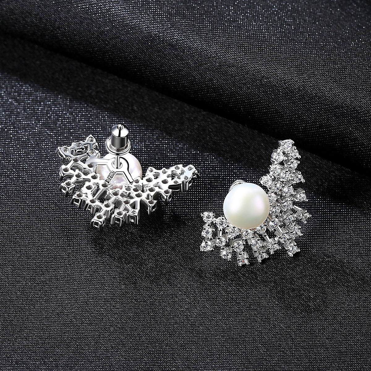 3A Cz Fresh White Pearl Pearl Sterling Silver Earrings