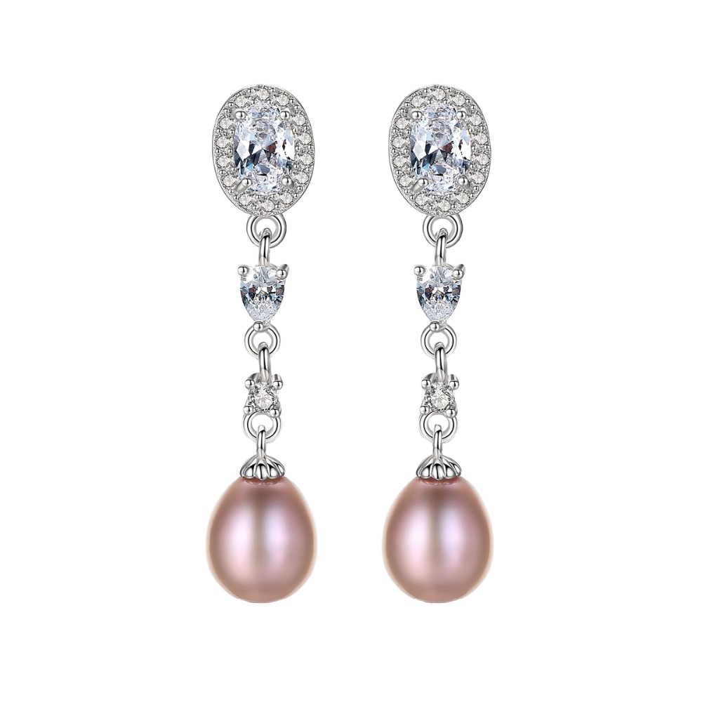 Cz Multicoloured Pearl Sterling Silver Earrings