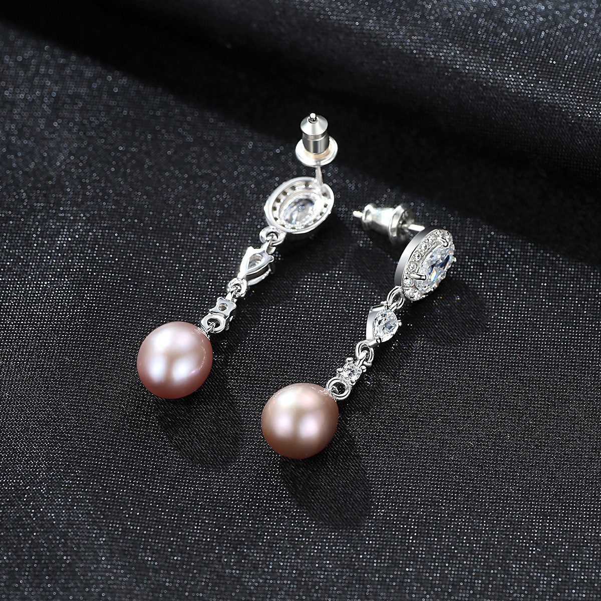 Cz Multicoloured Pearl Sterling Silver Earrings