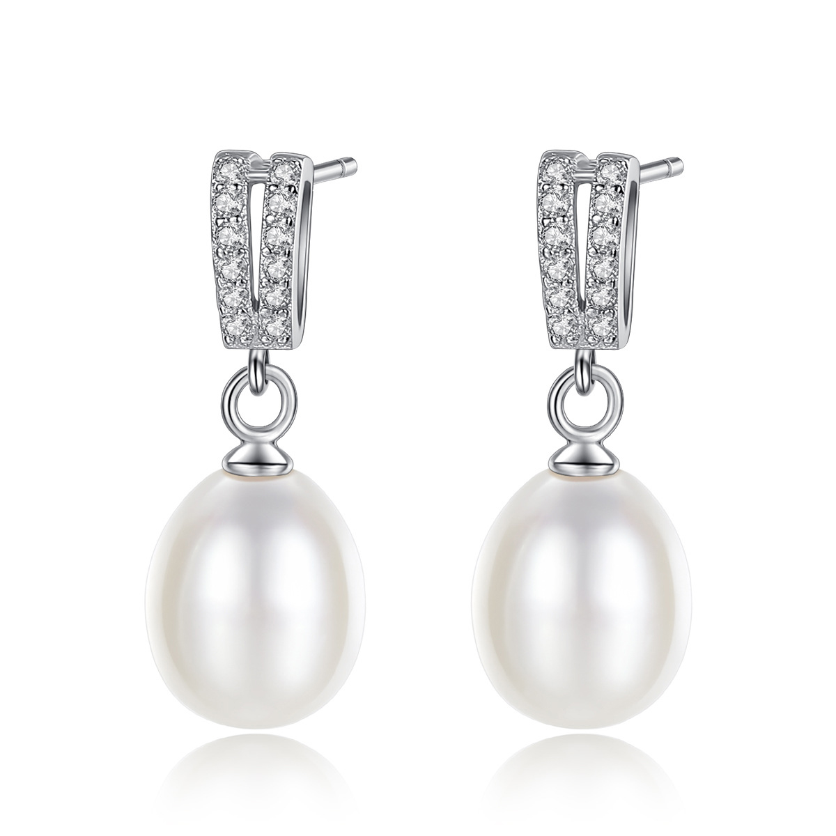 3a Cz Freshwater Pearl Sterling Silver Ear Nails