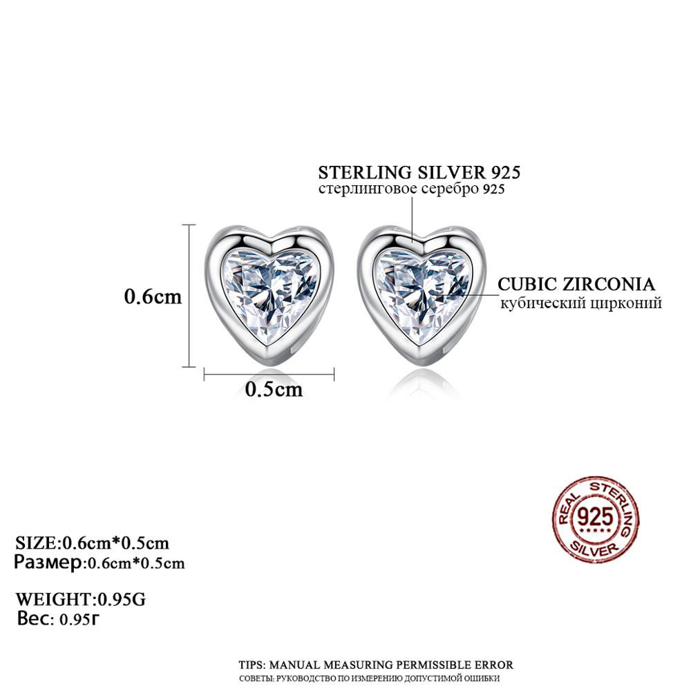 3A Cz Rhodium Plated Heart Shaped Ear Stud