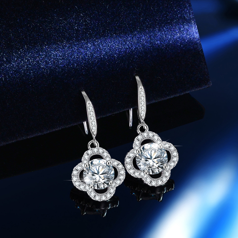 4A Cz Diamond Sterling Silver Stud Earrings