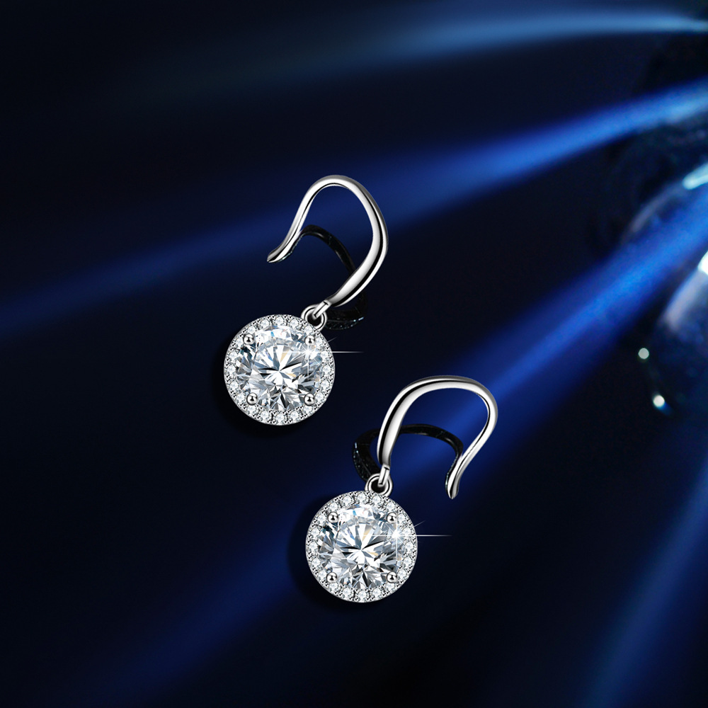 4A Cz Diamond In Circle Sterling Silver Stud Earrings