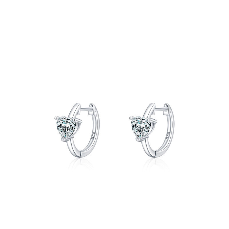 Cz Sweet and Lovely Heart Shaped Sterling Silver Stud Earrings