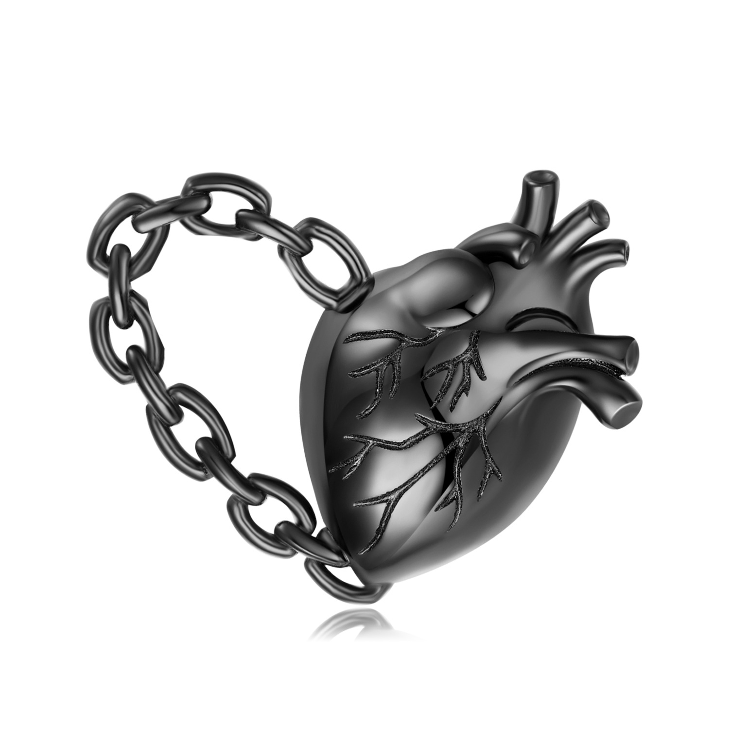 Black Heart Pendanat Sterling Silver Necklace