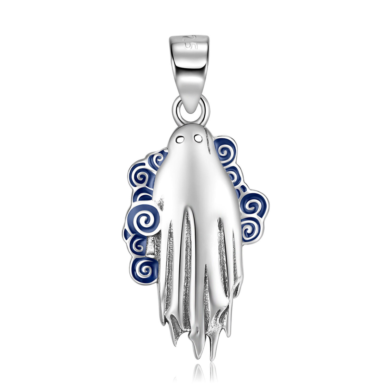 Creative Cute Ghost Pendanat Sterling Silver Necklace