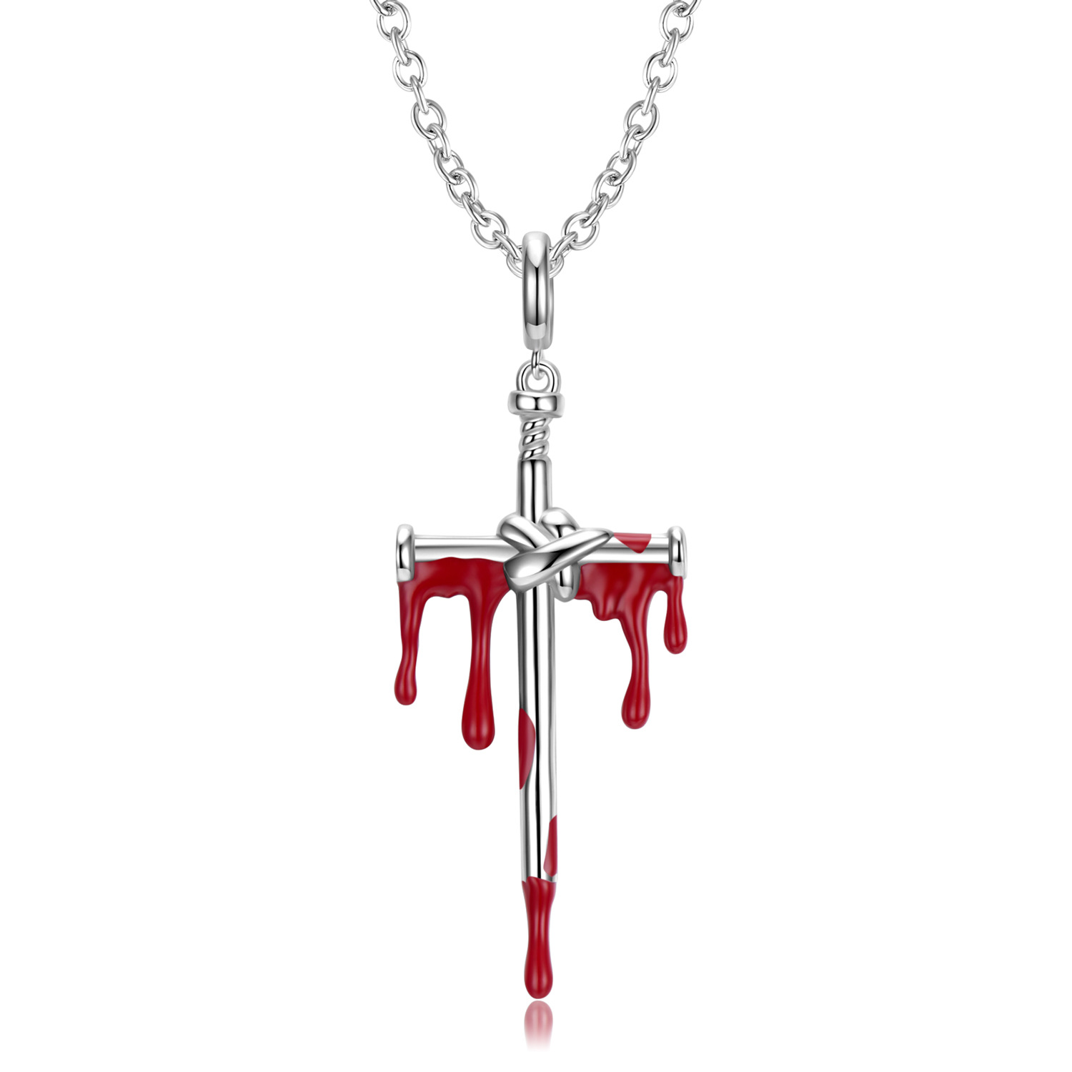 Drop Blood Cross Sword Drop Glue Sterling Silver Pendanat Necklace