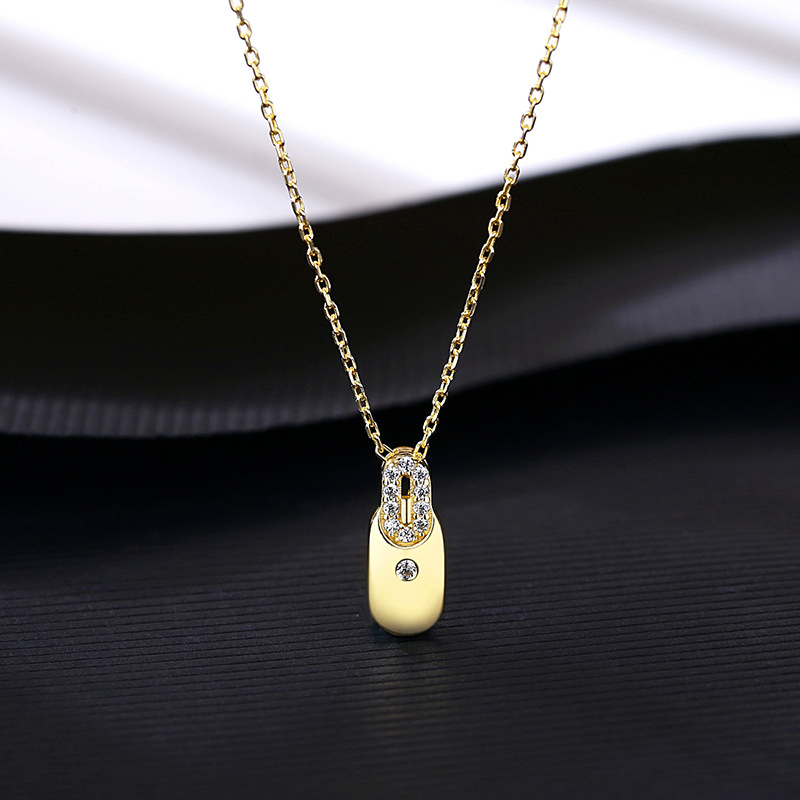18K Gold Platted Oval Sterling Silver Necklace