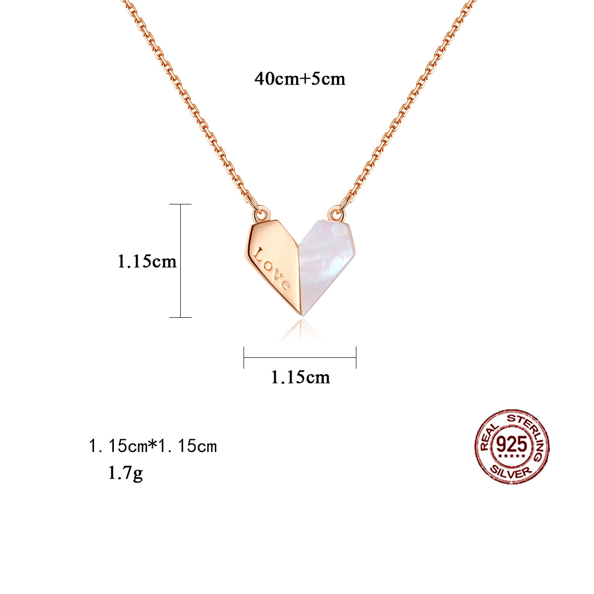 18K Gold Platted Heart Sterling Silver Pendant Necklace