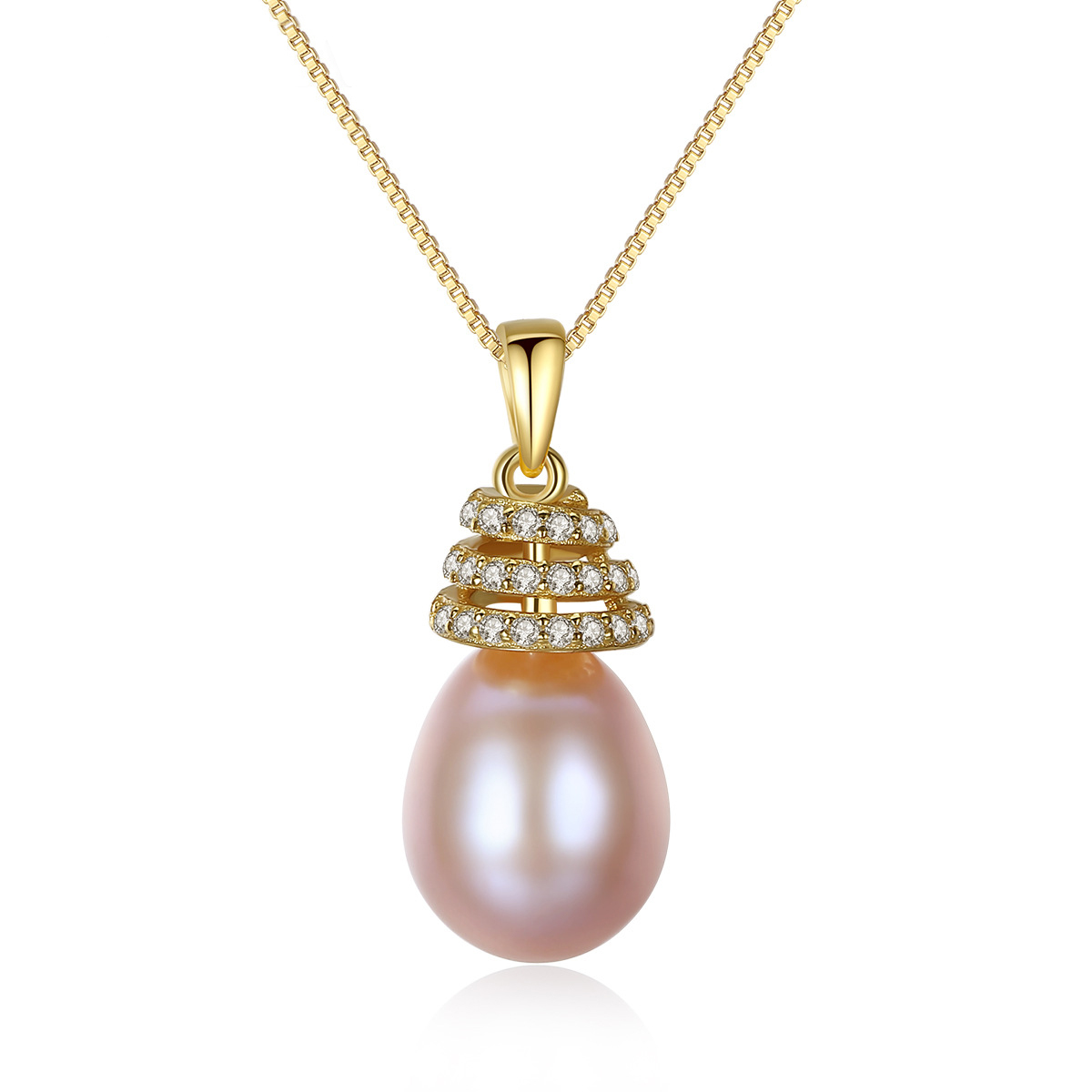 Freshwater Pearl Cz Pendant Sterling Silver Necklace