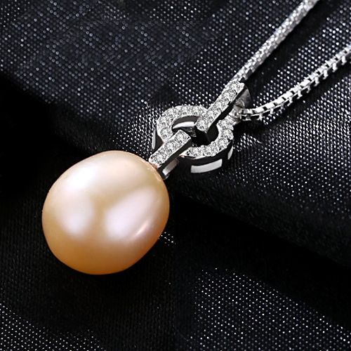 10-11Mm Natural Freshwater Pearl Sterling Silver Pendant Necklace