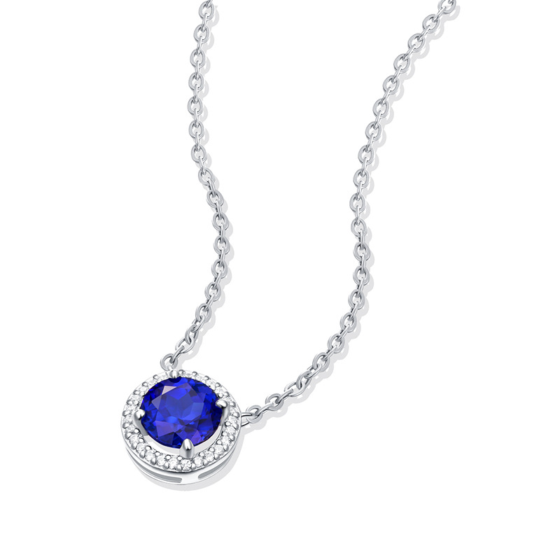 Blue Sapphire Sterling Silver Necklace