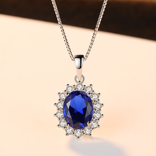 Kashmir Velvet Royal Blue Pendant Sterling Silver Necklace