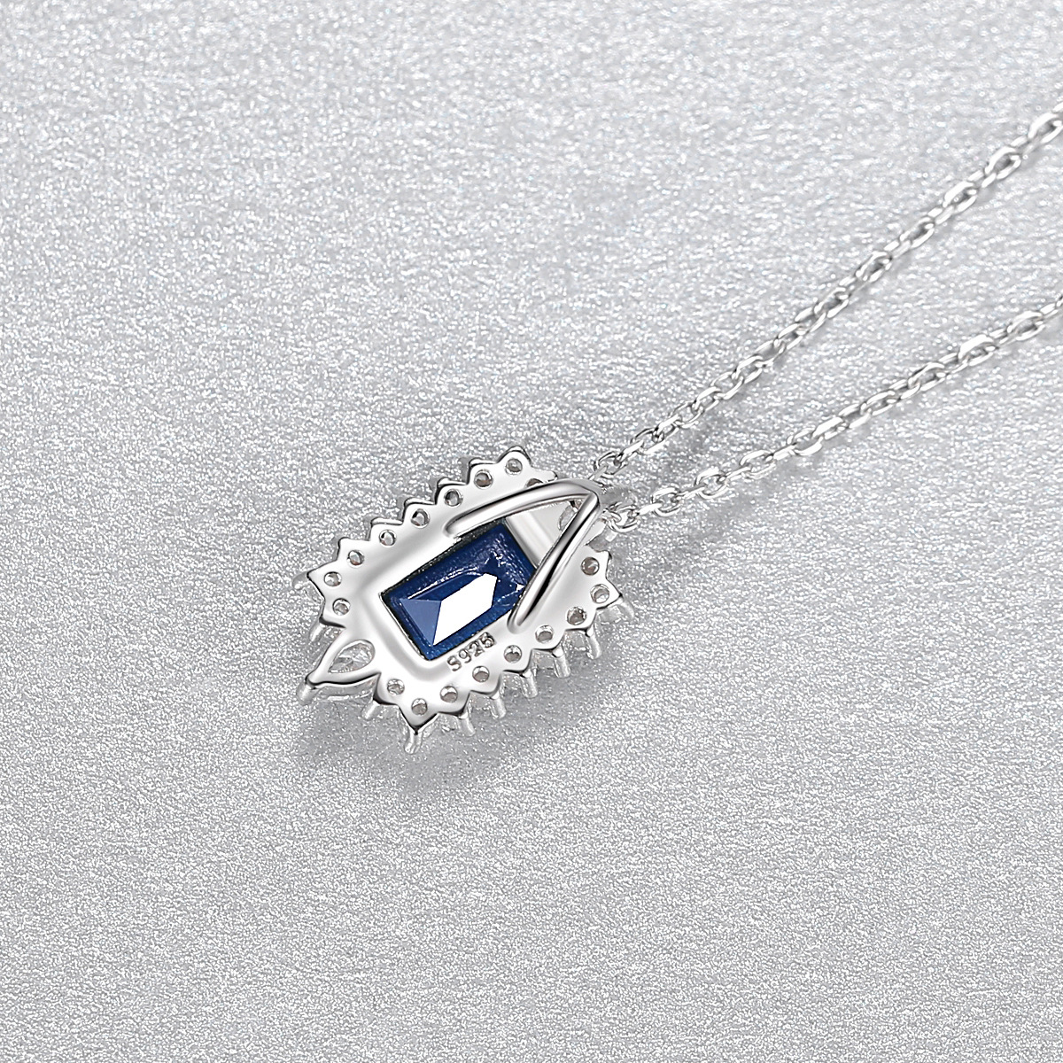 Sapphire Gemstone Pendant Sterling Silver Necklace
