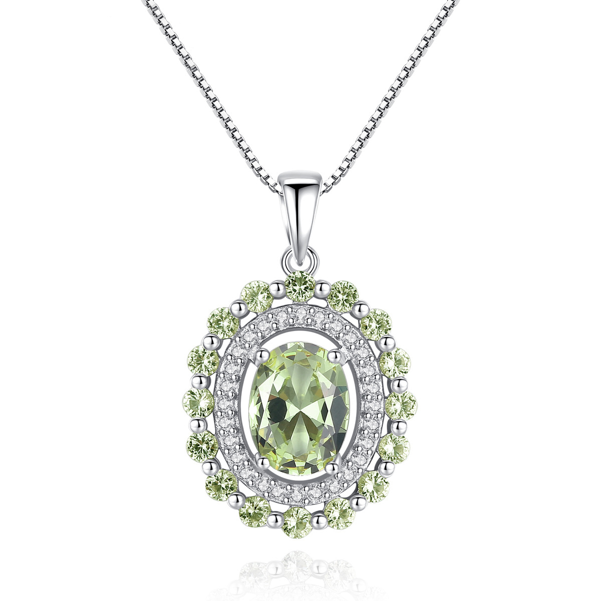 Peridot Olive Pendant S925 Silver Necklace