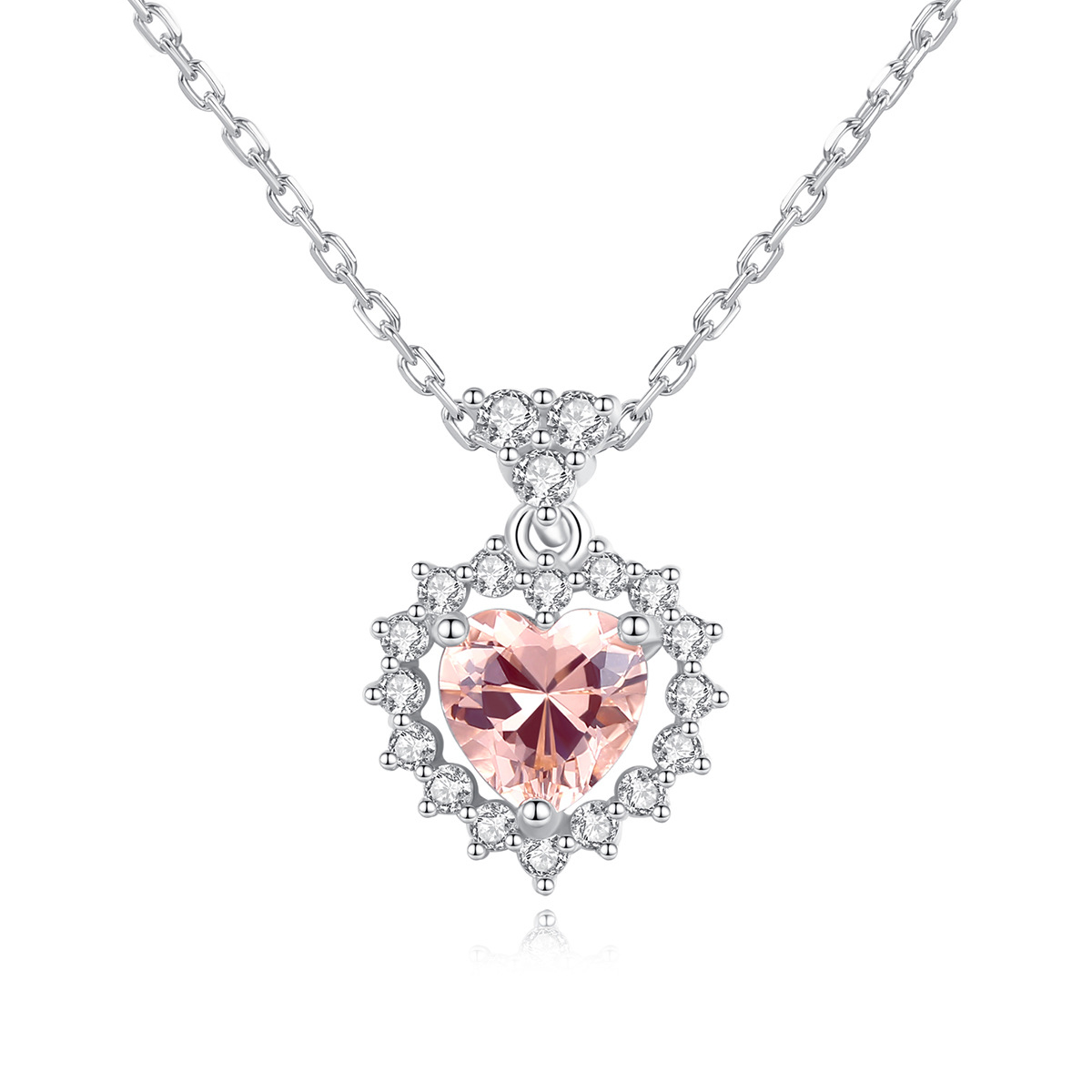 Exquisite Peach Garnet Pendantsterling Silver Necklace
