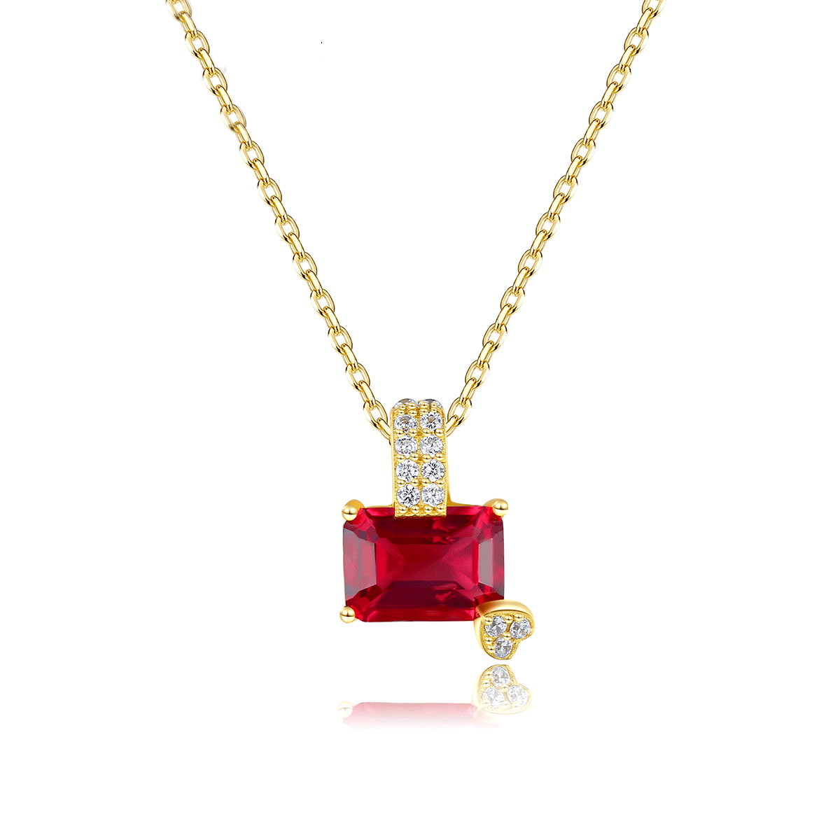 Red Ruby Pendant Sterling Silver Necklace
