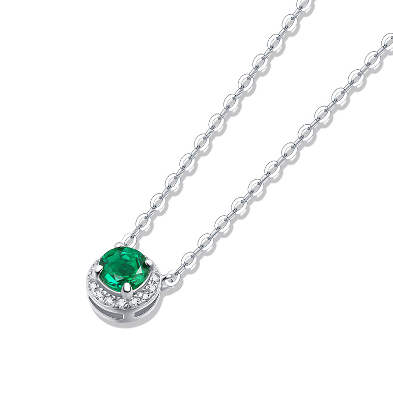 .5 Ct Emerald Sterling Silver Necklace
